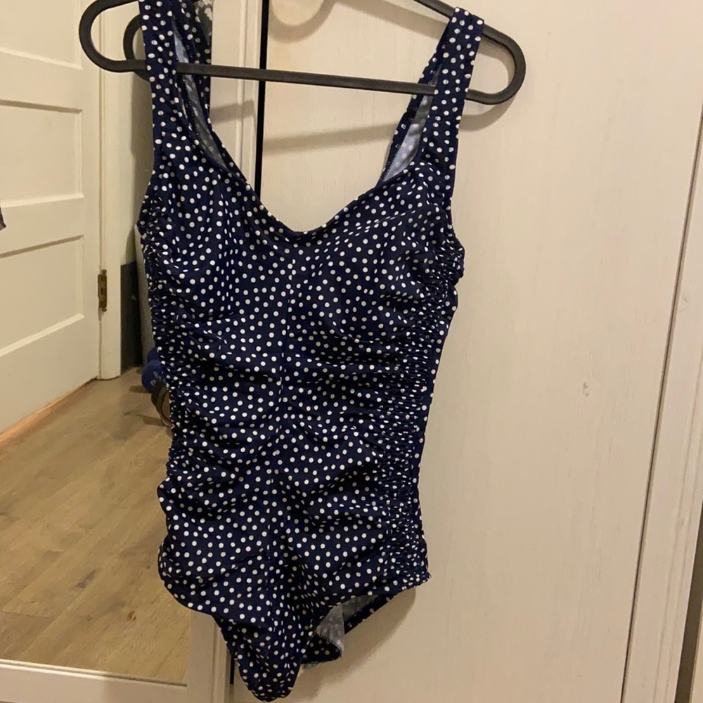 Adorable vintage retro one-piece polka dot bathing suit